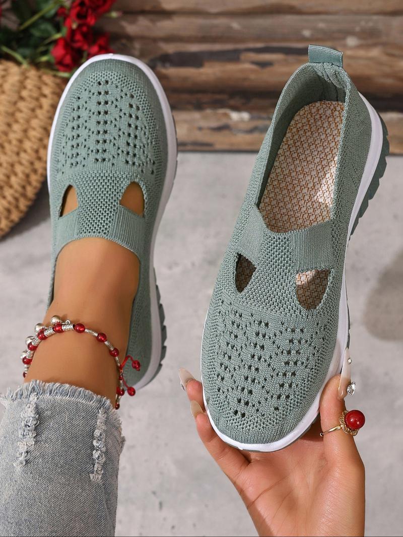 Women's Solid Color Low Top Sneakers, Lightweight Slip Ons, Casual Comfortable Breathable Sports Running Shoes, All-match Basic Shoes for Daily Wear