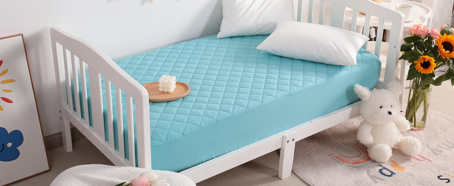 2 Pack Waterproof Crib Mattress Protector, Quilted 28"x52" Toddler Fitted Sheet - Machine Washable - Soft and Breathable Mattress Pad Cover for Crib, Nursery, Daycare, Cot, Black