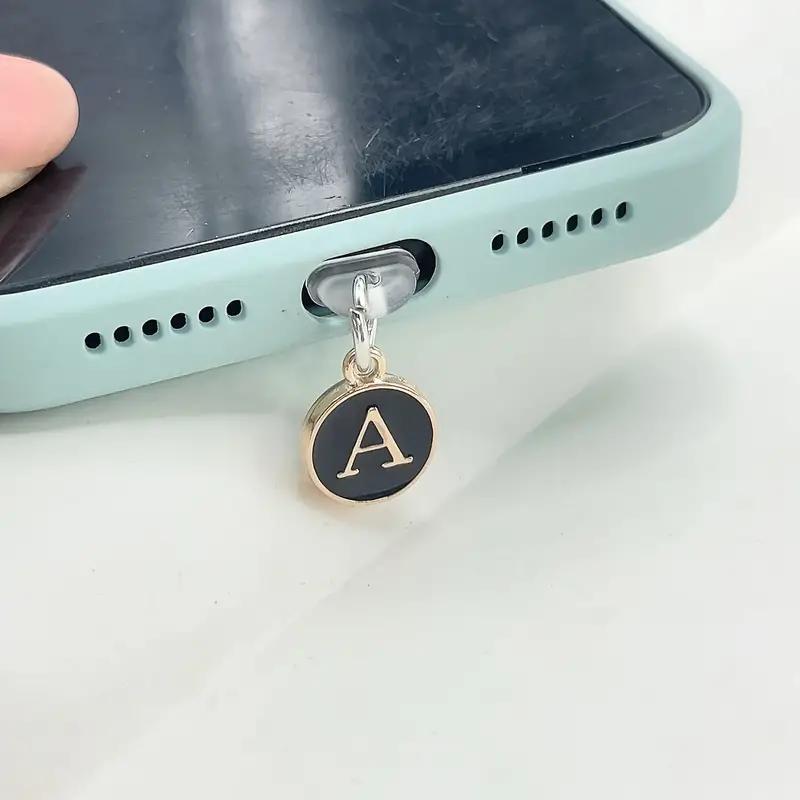 Creative Letter Design Dust Plug Phone Charm, 2 Counts Aluminum Alloy Phone Charge Port Anti Dust Plug, Fashion Durable Mobile Phone Decoration Accessories for Women & Girls, Cellphone, Phone Lanyard