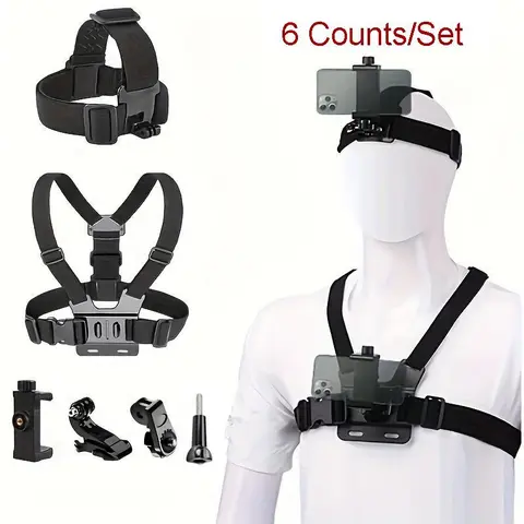 Sports Camera Set, 1 Set Universal Phone Holder Mount with Accessories, Vlog Accessories, Vlogging Accessories, Durable ABS Structure Camera Accessories for Outdoor Enthusiasts, Photography Equipment
