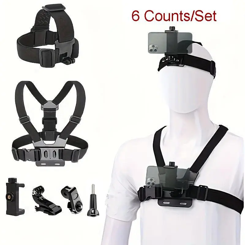 Sports Camera Set, 1 Set Universal Phone Holder Mount with Accessories, Vlog Accessories, Vlogging Accessories, Durable ABS Structure Camera Accessories for Outdoor Enthusiasts, Photography Equipment