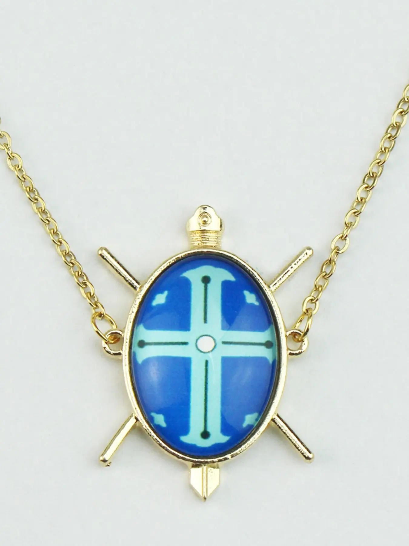 Anime Accessories Full Hunter Gon Cross Alloy Pendant Necklace, Blue Turtle Pendant, Unique Cartoon Charm, Fashionable Jewelry Gift