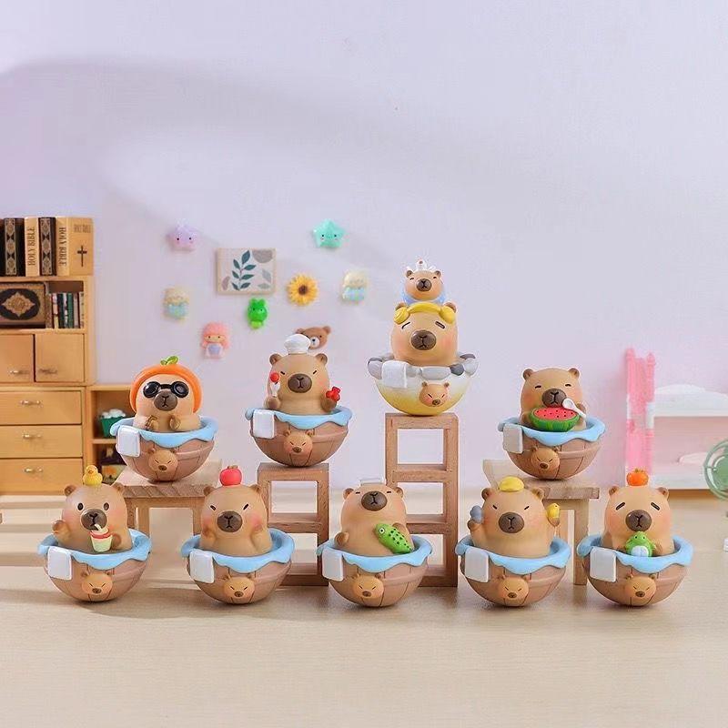 Capybara Shake-Free Series Blind Box Capybara Figurine Stress Relief Healing Desktop Ornament Gift for Women