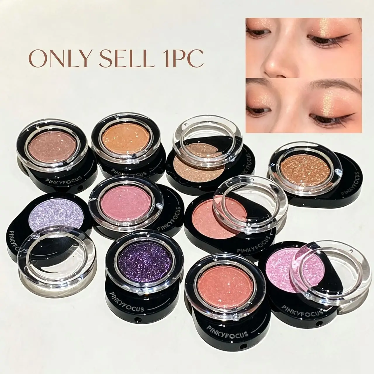 Sheer Shimmer Single Eyeshadow Neon Sparkle Smooth Texture No Fall‑Out Eye Makeup