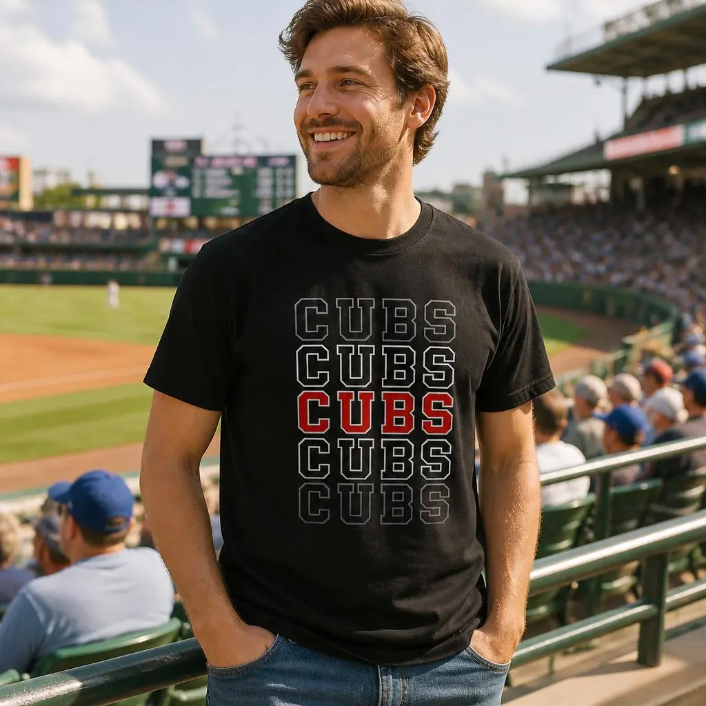 Vintage CUBS Letter Pattern T Shirt for Men Women Casual 100% Cotton Tees