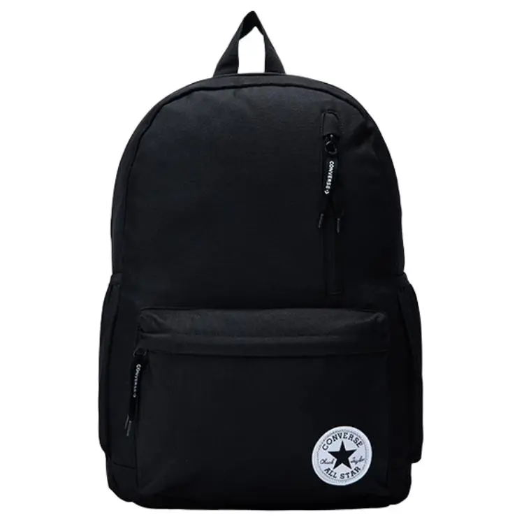Converse 15L Polyester Backpack for Students – Logo-Emblazoned Zip-Closure Medium Black Backpack