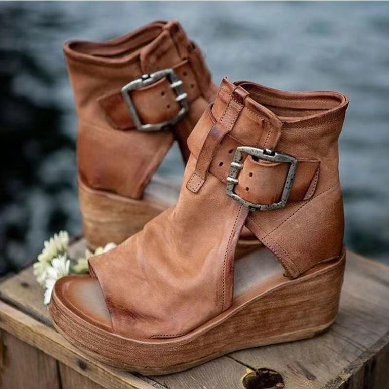 Espadrile Peep Toe Wedge Sandals - Women's Casual Hollow Out Design, Buckle Decor, Flatform, Beach Party, Daily Clothing Decor kitten heels