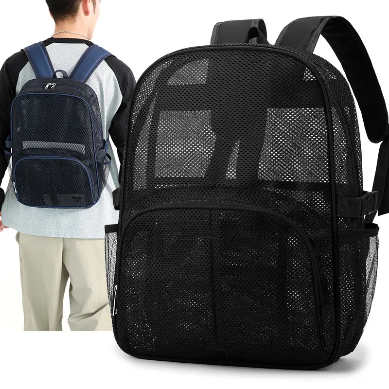 Men's Large-Capacity Mesh Hollow-Out Dual-Shoulder Backpack - Lightweight Breathable Bag for Students, Outdoor Activities, No, Backpacks For School, Travel Backpack
