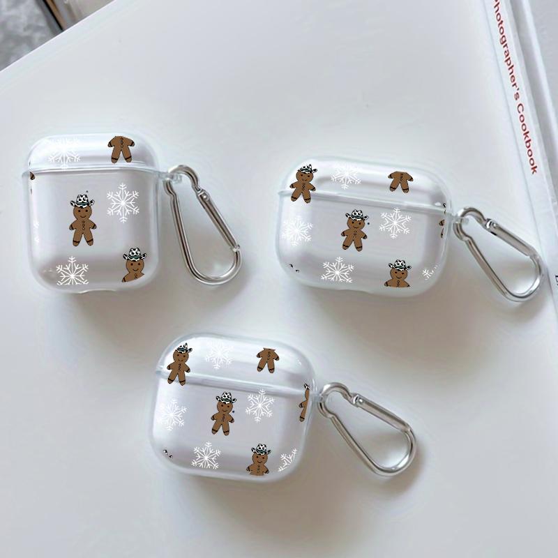 Cowboy Ginger Pattern TPU Soft Protective Case for Apple AirPods 4/3/2/1/Pro/Pro2 Transparent Earphone Cover with Keychain Attachment