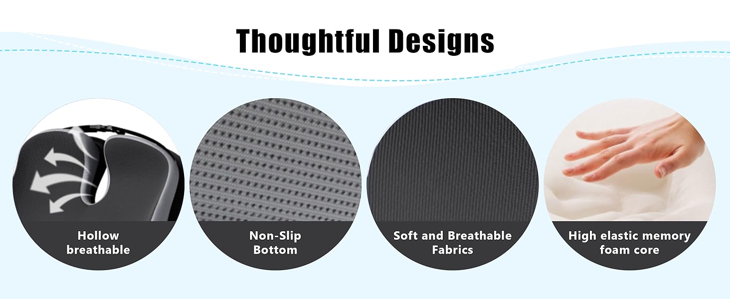 Seat for Office Chairs Wheelchair Cushion for Long Sitting Back Pain,Seat Car Computer Desk Chair Cushion,Coccyx Cushion for Tailbone Pain Relief Cushion Office Chair Black