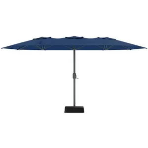 Harsh sunlight spoils your outdoor meals? Oversized 9x15ft sun shade blocks blazing rays fully！Solid 12-rib structure, durable UV resistant fabric, complete with base for garden & balcony use!