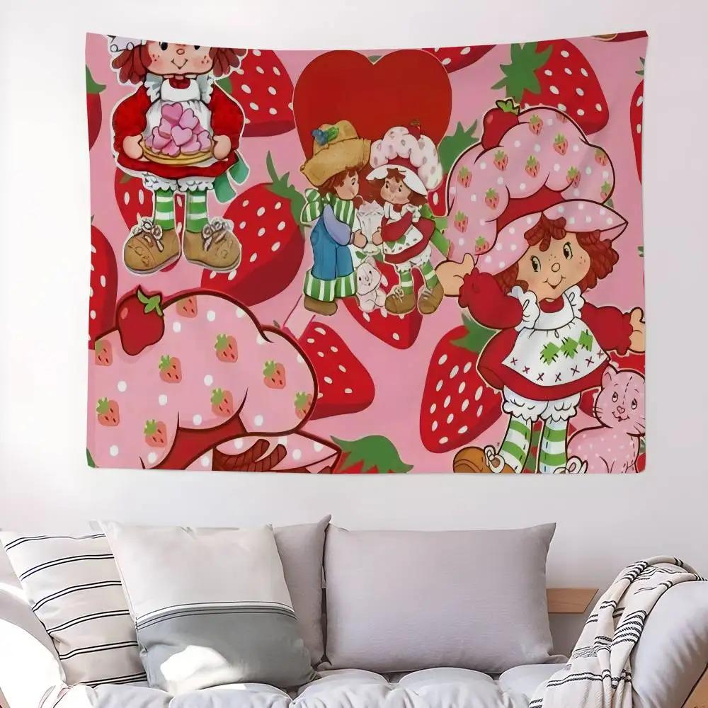 S-Strawberry Cartoon S-Shortcake Girl DIY Wall Tapestry Hanging Tarot Hippie Wall Rugs Dorm Home Decor