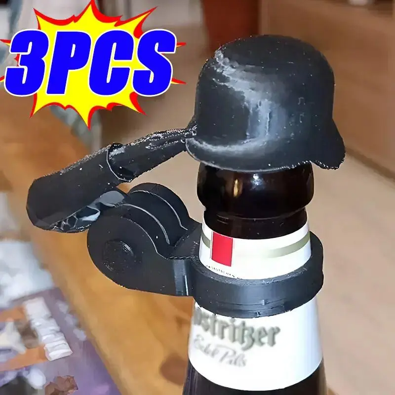 3/1PCS Plastic Soldier Salute Beer Bottle Helmet Cap Creative Design Dustproof Helmet Shaped Bottle Funny Beer Bottle Stopper