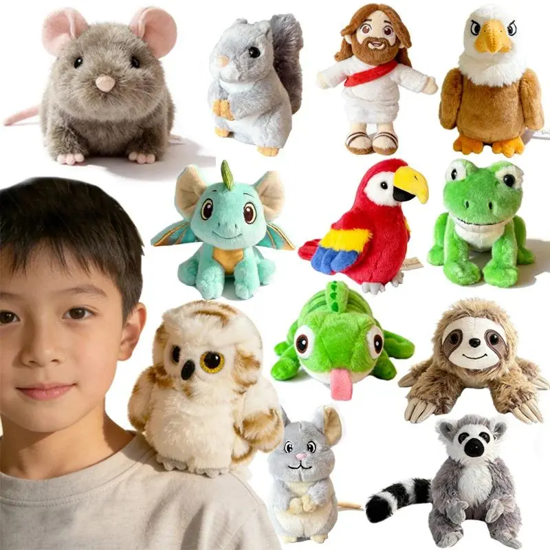 New Styles Magnetic Shoulder Sloth Frog Parrot Owl Plush Toys Lovely Squirrel Mouse Lemur Sea Eagle Plushie Doll Funny Gift