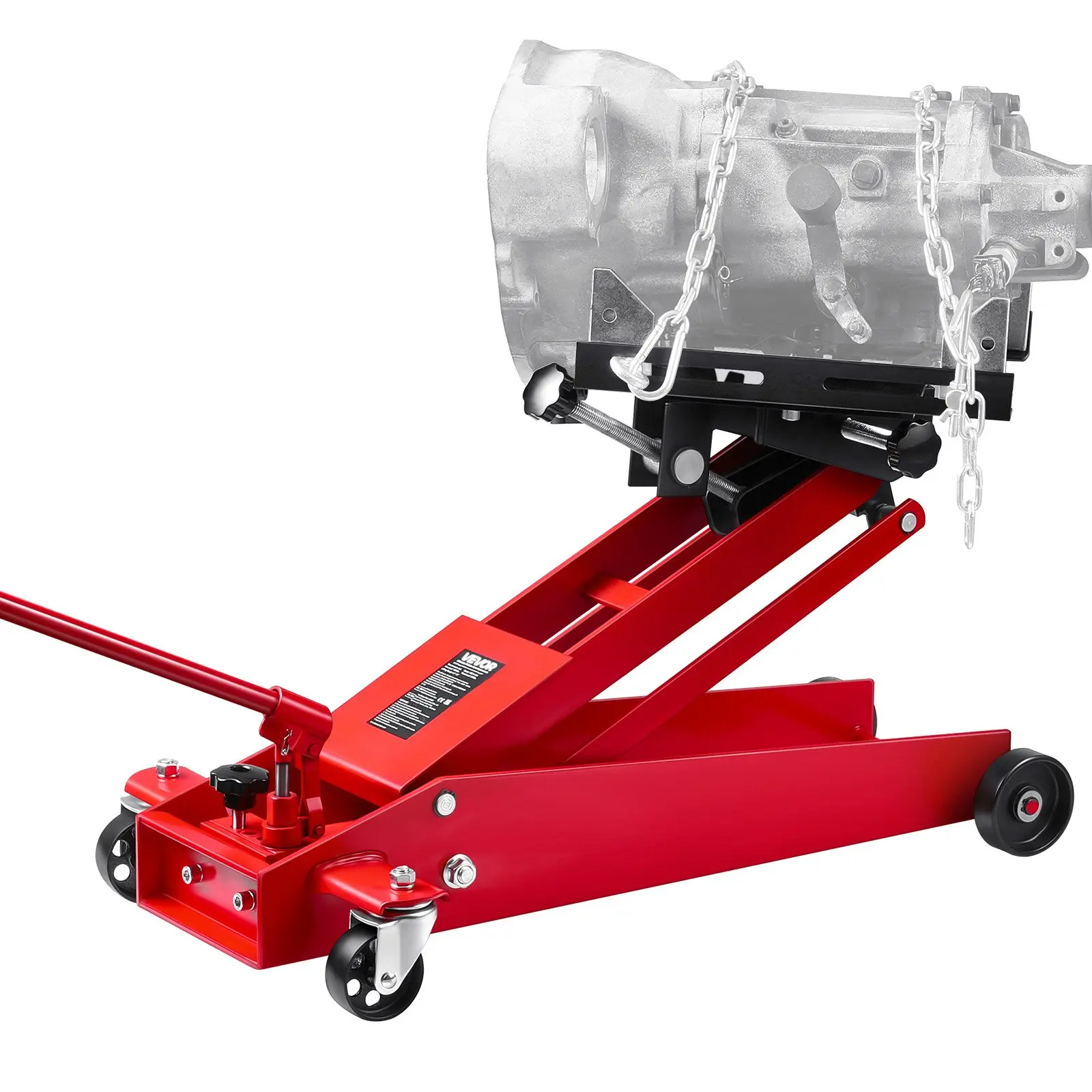 【DealsForYouDays】VEVOR Heavy-Duty Low Profile Telescoping Transmission Floor Jack, 1000 lbs Lift Capacity, 6.3-25.2in Lifting Height, 360° Swivel Wheels, Steel Frame Telescopic Hoist for Car Lifting, Garage/Shop, Model YSQ-A-050