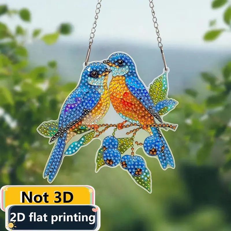 2D Acrylic DIY Diamond Painting Kit, Blue Jay Diamond Art Hanging, Irregular Shape Diamonds, Home Decor, Mosaic Craft, Perfect Gift