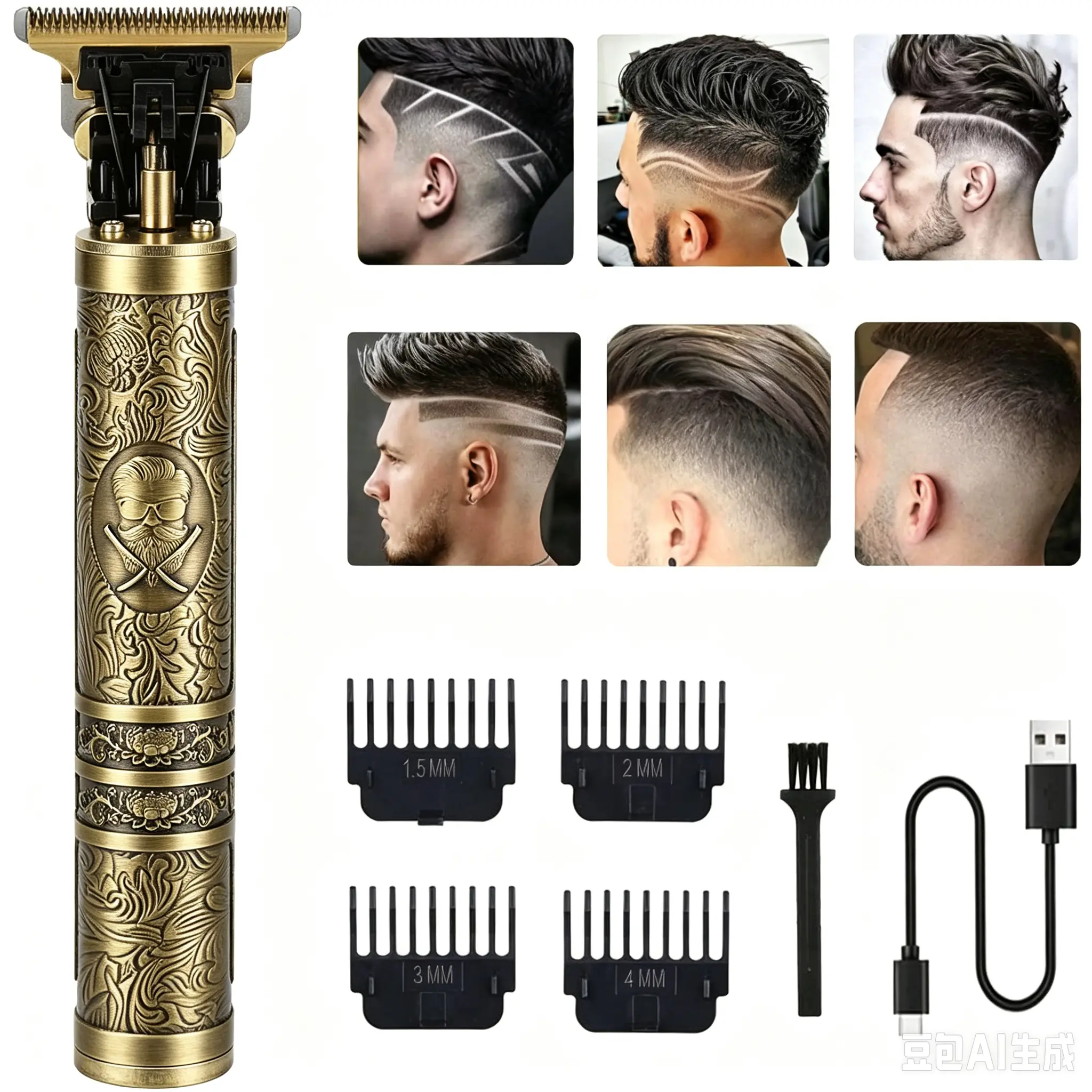 T9 Vintage 0-Gapped Hair Trimmer for Men - Cordless Rechargeable Professional Barber Clipper, Detail Shaver for Bald Head & Hairline Edging, Back to School Grooming Supply