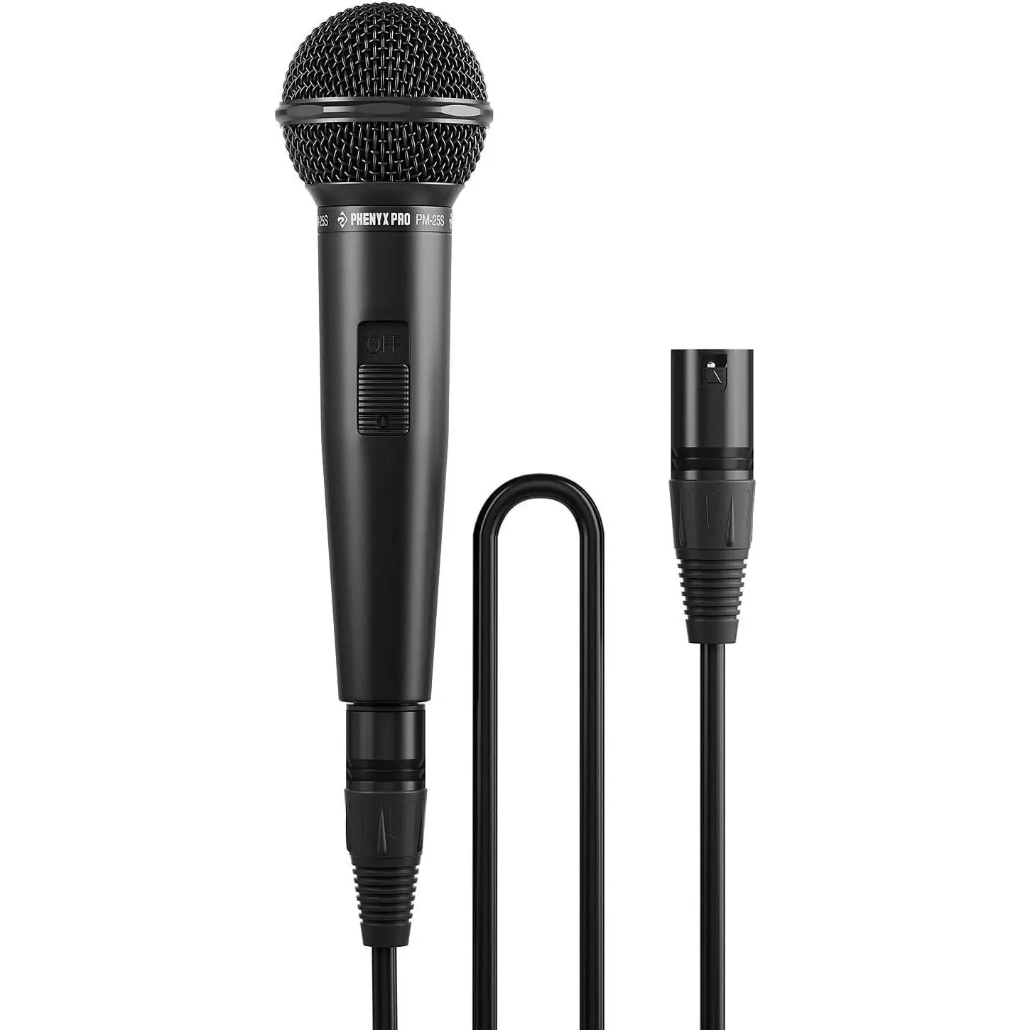 Dynamic Vocal Microphone, Cardioid Microphone with /Off , 16.4 ft XLR , Mic Clip, Storage Bag, Wired Handheld Mic for Singing, Stage, Studio, Karaoke (PM-25S)