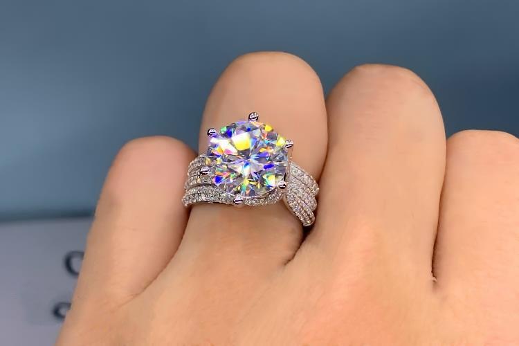 5ct Luxury Moissanite Diamond Ring - 925 Silver plated with 18K gold   Full Diamond Popular Women's engagement wedding Ring ,D-VVS1, GRA, J088