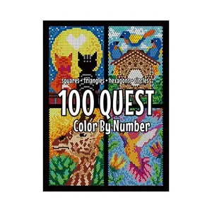 100quest Color by Numbers Book, 204 Pages + Multicolor Markers, Creative Coloring Activity Kit, Perfect for Kids & Adults