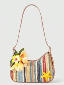 Summer Fringe Star Grass Basket Bag, Large Capacity Boho Tote Bag for Beach Vacation, Women's Shoulder Bag for Spring and Summer