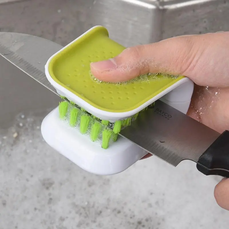 Blade Brush Knife and Cutlery Cleaner Openable Cleaning U Shape Kitchen Washing Non-Slip Household Cleaning Tool