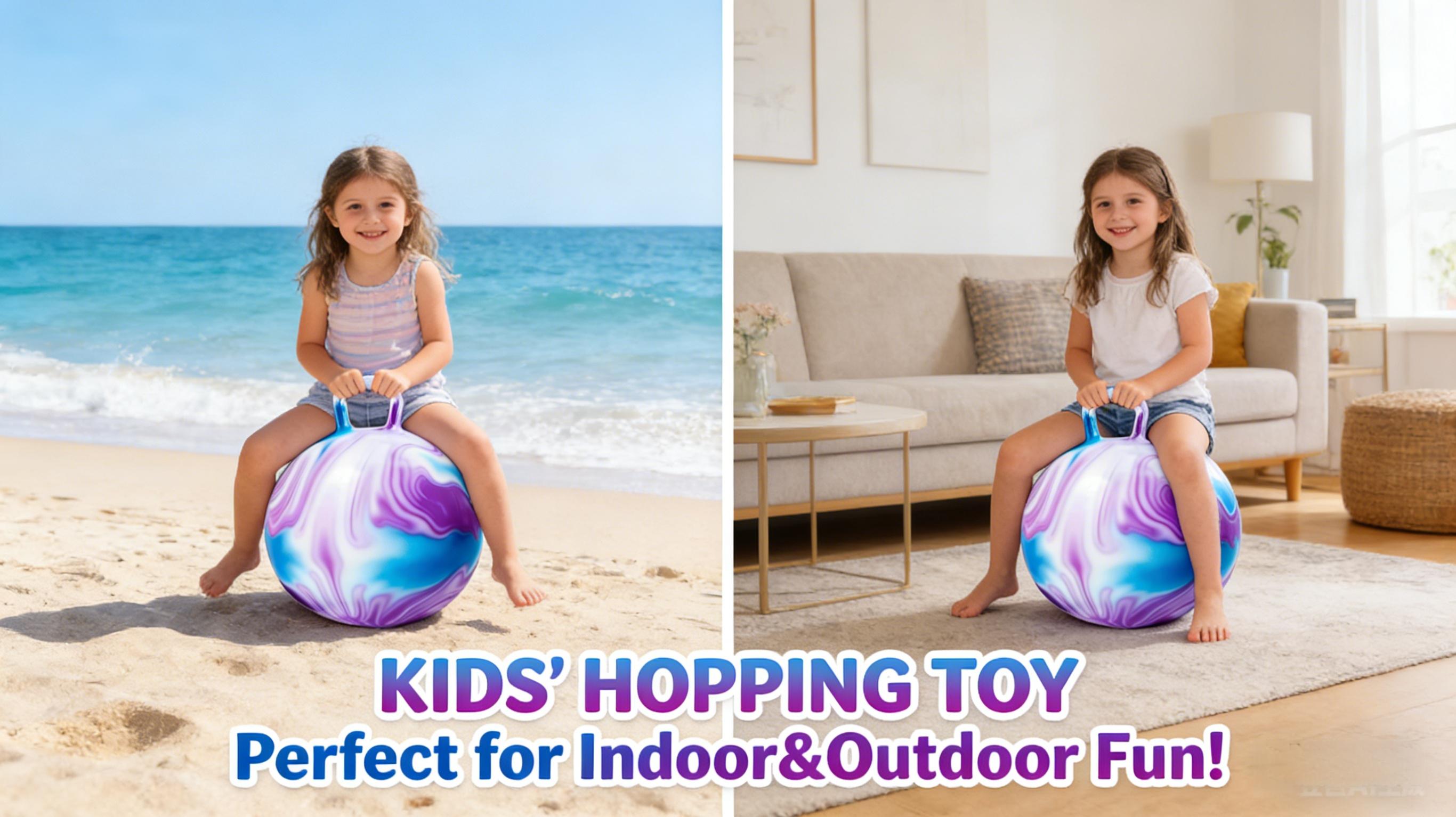 Hopping Ball for Kids, Teens  - Fun Bouncy Ball with Handle,18 Inches Bouncy Ball with Handles, Bouncing Bounce Balls Hopper, Inflatable Clouds Bounce Hopper Toy with Pump for Kids Ages 3-10,Active Play for Family Activities & Indoor/Outdoor Sports