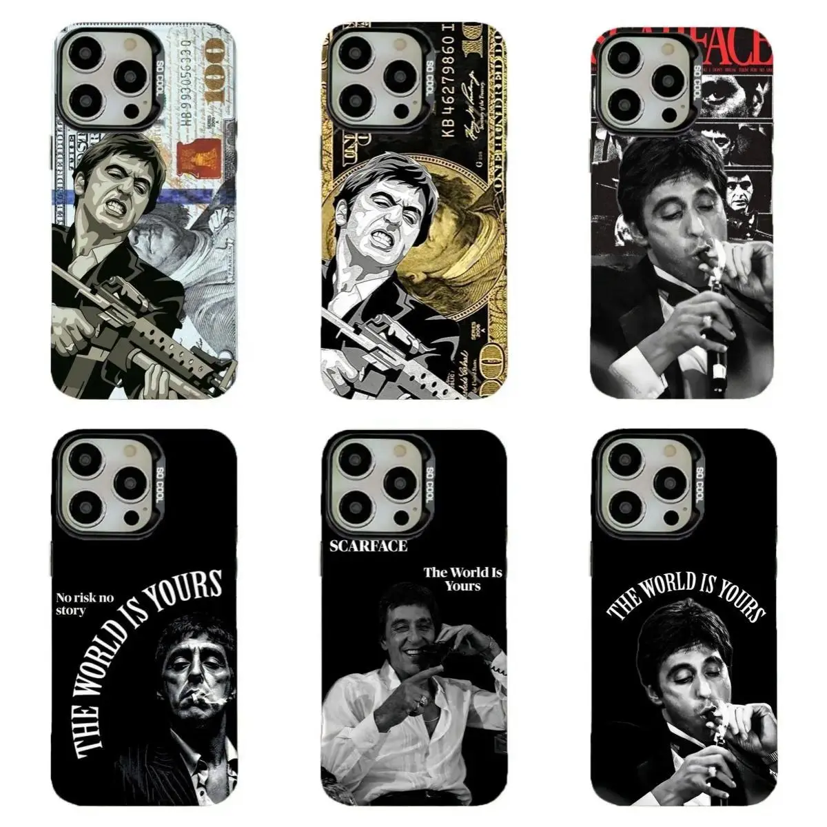 S-Scarface Tony Montana Phone Case Gangster Movie Glossy Phone Case For IPhone 17-11, Pro Max, Pro Plus, and Samsung S26-23 Safety Two-In-One Case Protection Safety Case