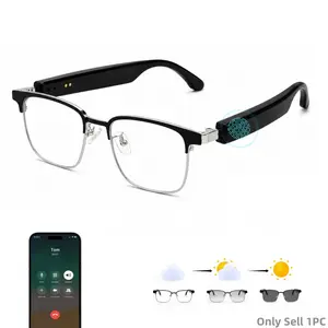 Photochromic Smart Glasses for Men Women, Bluetooth Audio Glasses with Open-Ear Speakers, Built in Mic, Touch Control, Hands-Free Calls, Voice Assistant and UV400 Protection