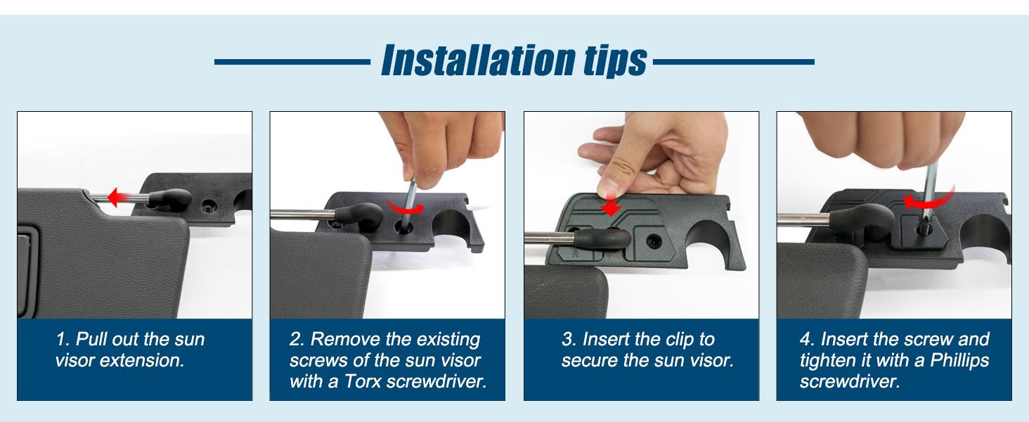 Sun Visor Repair Kit Compatible with Jeep WranglerJK 2018,JL 2018-2023, Gladiator 2020-2023,2 Pack Jeep Visor Repair kit, Aluminum Sun Visor Repair Clips,