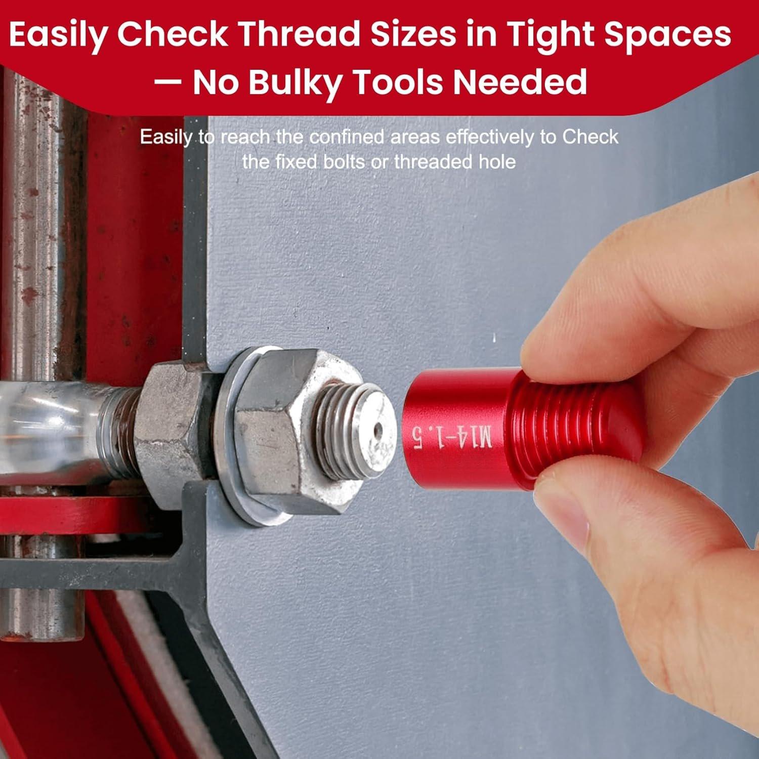 Thread Checker, 60 count Nut and Bolt Thread Checker, 30 Inch & 30 Metric Box Set Thread Gauge, Thread Checker Standard and Metric Suitable for Size Checker of  or Nuts in Narrow Areas