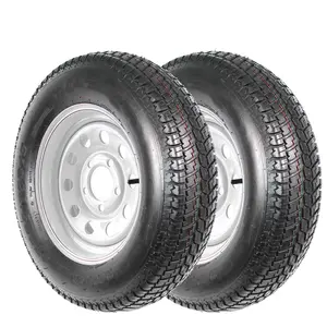 2 Pack ST205/75D14 ST205/75D15 Trailer Tires Heavy Duty Load Range C 6 Ply Rated Bias Ply Tubeless 5 Lug 4.5 Bolt Configuration Highway Speed J M Max Load 1820 lbs Deep Tread Tracker Boat Utility Camper Cargo Tow Replacement, Utility Trailers, 6-Ply Const
