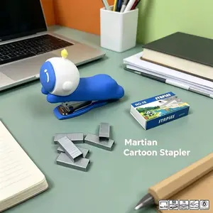 Martian Cartoon Stapler Set with 500 Staples, Cute Design, Comfortable Grip, Ideal for Home, School, Office, Binding Supplies
