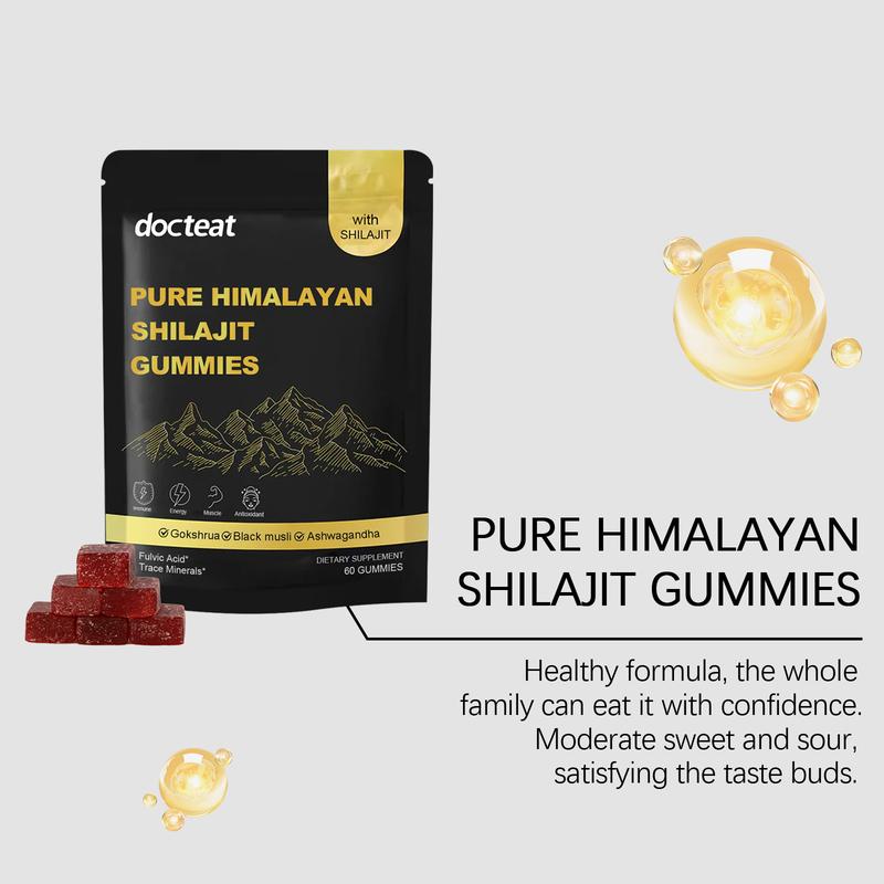 [GRAB 3 NOW] Shilajit Gummies With Ashwagandha, Gokshura & Black Ginger|shilajit for men 60 Gummies| Daily Care Support for Enhancing Physical Energy Vitality Supplement