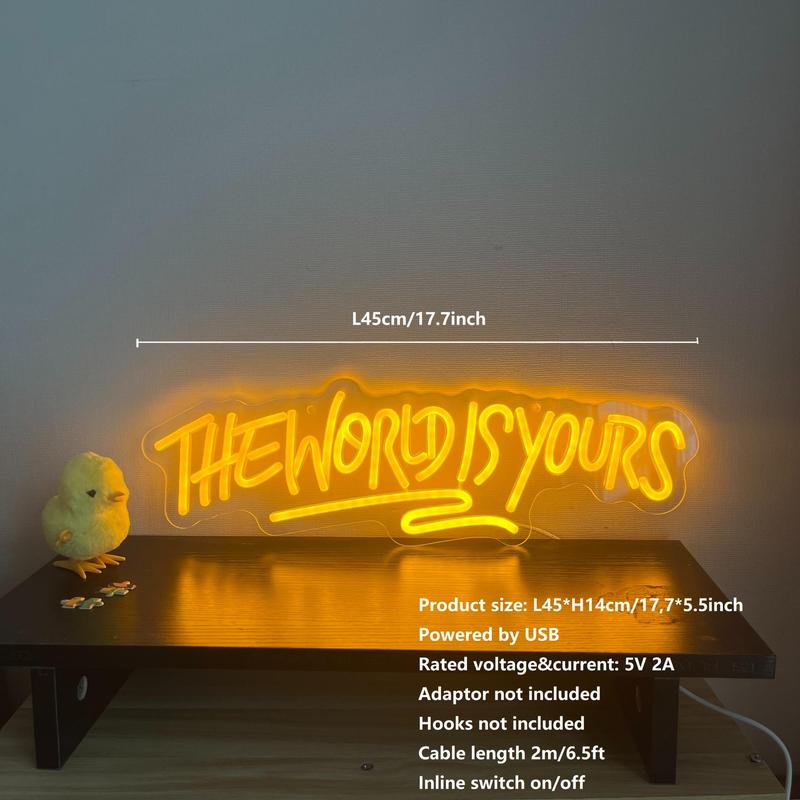 "The World Is Yours" Neon Sign, USB-Powered Light for Party and Room Decor, Unique Wall Art Lamp, Gift for Halloween, Christmas and Birthdays #TOP PICKS