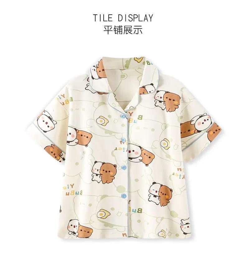 Bubu Dudu Pajama Set Soft Comfortable Sleepwear Cotton Loose Pyjama Suit Loose Home Clothes Are Cold SummerClothes Birthday Gift