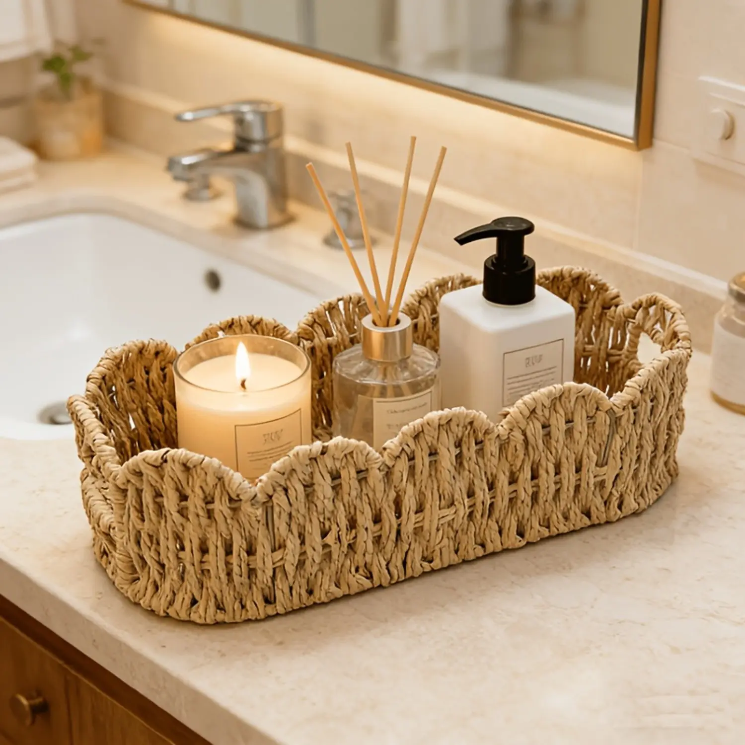 Oval Lace-Woven Storage Basket, Hand-Woven Paper Rope, Ideal for Balcony Greenery, Desktop, Remote Control, Cosmetics, Household Storage