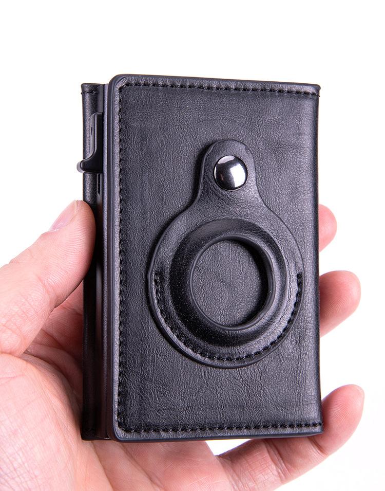 Mens Smart Wallet Card Holder for AirTag: Leather,  RFID Blocking, Slim, Carbon Fiber, Minimalist - 6-9 Card Capacity| ID Window| Cash Slot