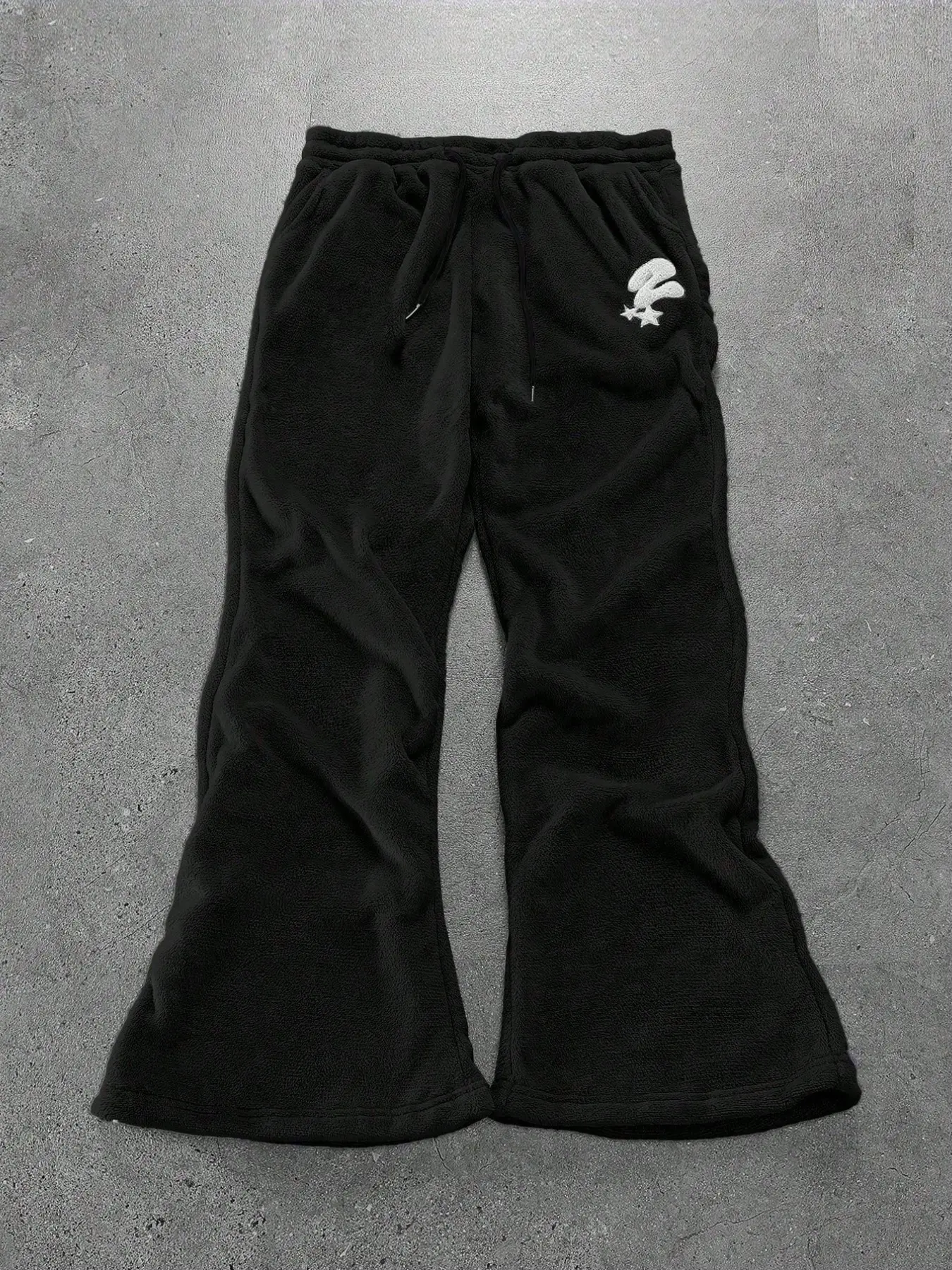 Unisex Thermal Lined Embroidery Drawstring Sweatpants | Casual Lounge Street Trousers | All Season Daily Wear Bottoms for Men & Women