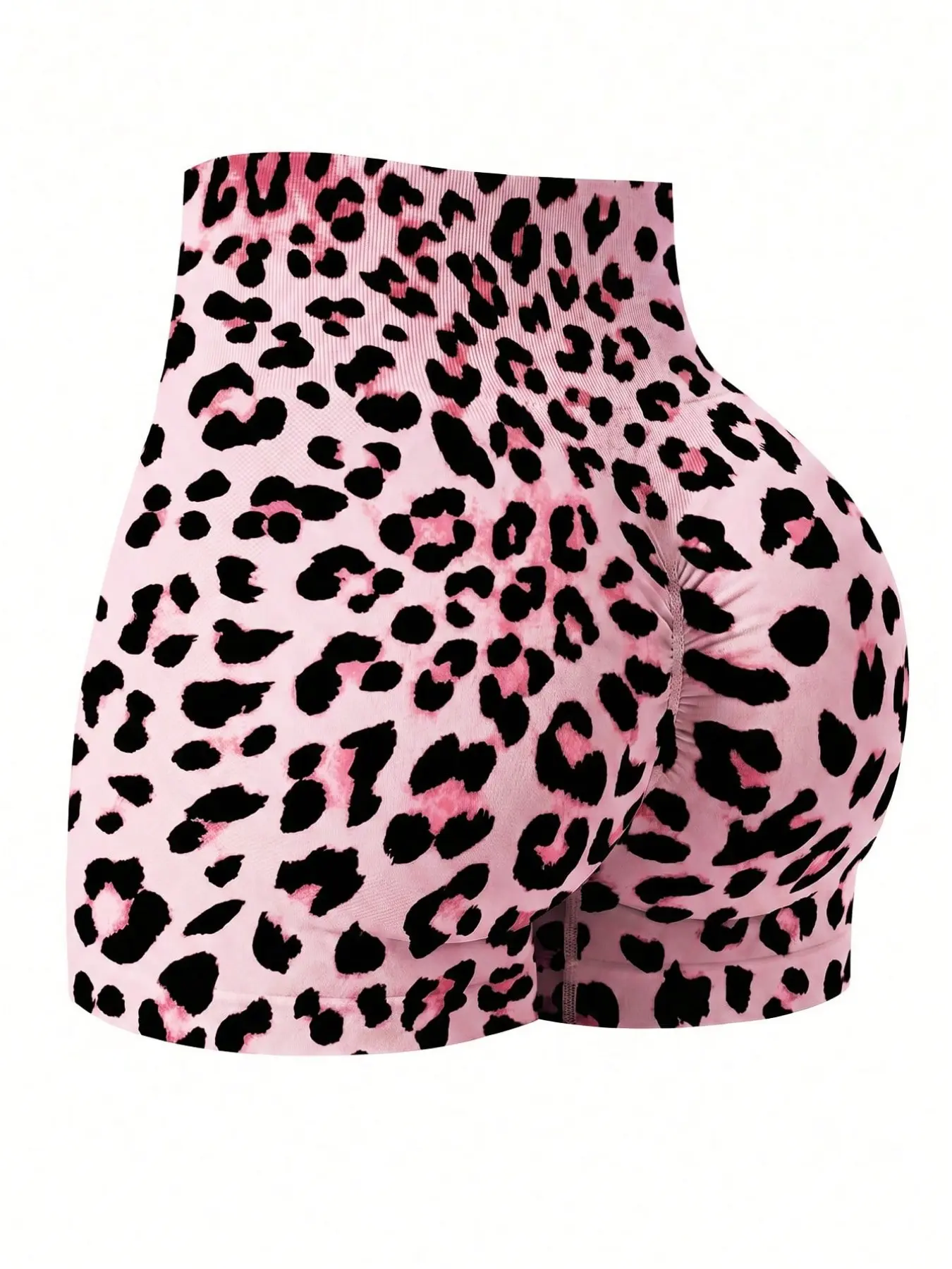 New Women's Leopard Print Seamless Fitness Yoga Shorts, High Waist Butt Lifting Sportswear, Running Gym Tight Bottom Three-Quarter Pants