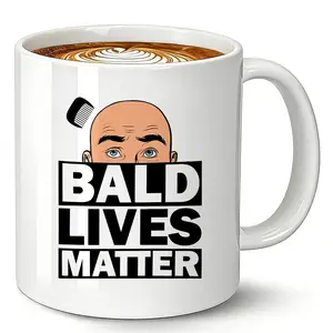 Funny Coffee Mug “Bald Lives Matter” – 11oz Ceramic Tea Cup, Coffee Cups, Humorous Gift for Bald Men Women, Great Birthday Gifts and Christmas Gift for Shaved Head or Balding Friend