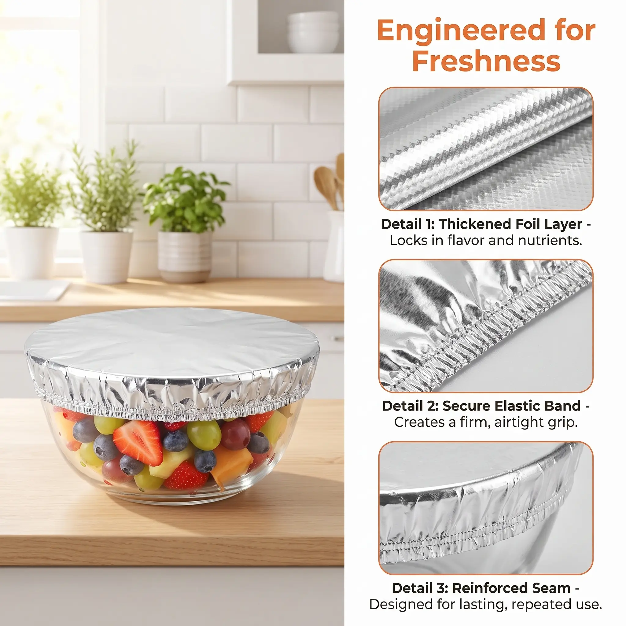 Aluminum Foil Food Cover for Home Dining Table, Heat Retaining Thermal Insulated Food Lid, Reusable Kitchen Cover to Keep Food Warm & Fresh