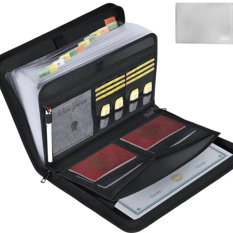 Functional Large-Capacity Fireproof File Folder with Handle Strap, A4 Document Bag & Data Paper Organizer for Office Use, Versatile Test Paper Storage, Men's Office Stationery Accessory Gift for Father's Day & Birthday