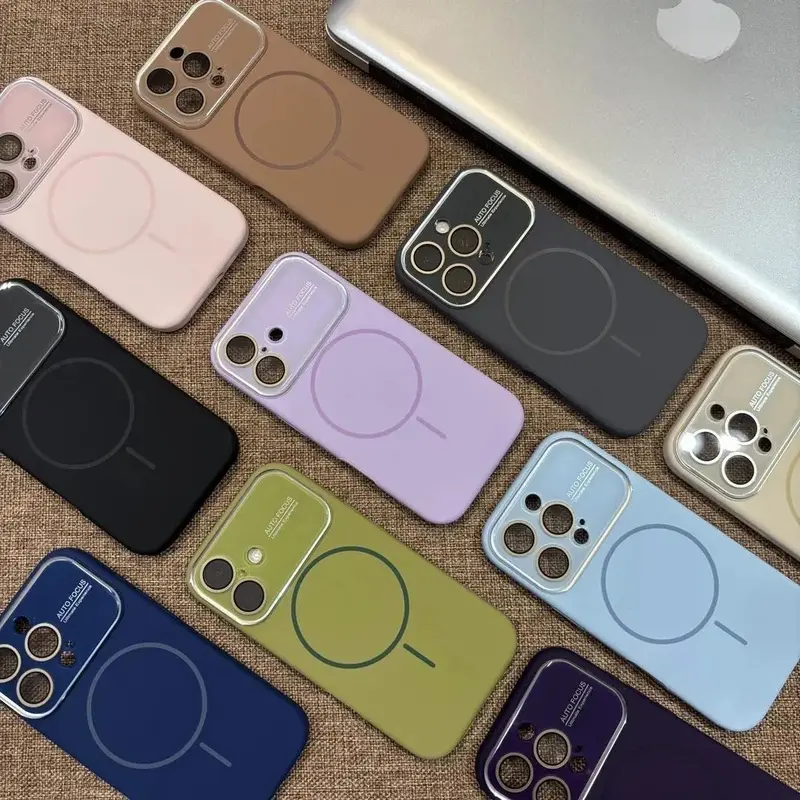 Magnetic Silicone Multi-Model Protective Case for iPhone 13/14/15/16/17 Series, 1-Piece Solid Color Soft Wireless Accessories Cover, Skin-Friendly Matte Texture, Anti-Slip, Stain-Resistant, Fingerprint-Proof, Shockproof, High-Definition