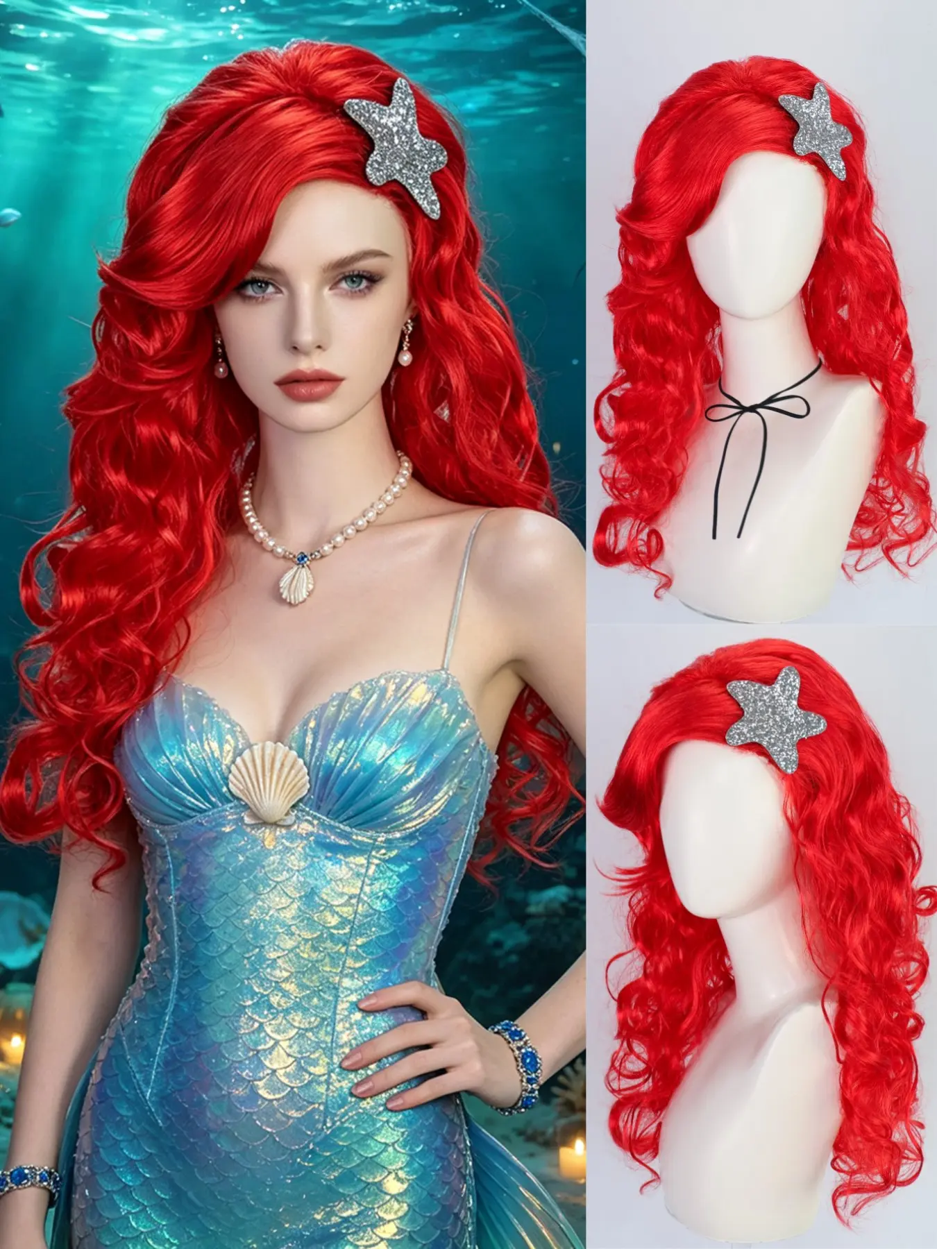 Long Vibrant Curly Wig for Women, Synthetic Hair Wig for Cosplay, Kpop Y2K Style, Festival Party, Mermaid Princess Costume, Lightweight