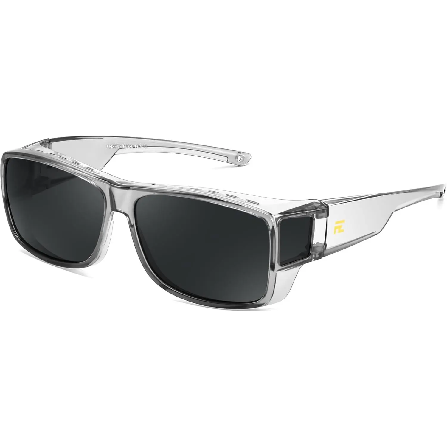 EyeconicFinds Polarized Fit Over Glasses Sunglasses,Wrap Around with Side Shield, TAC Lens Driving Sports B0330