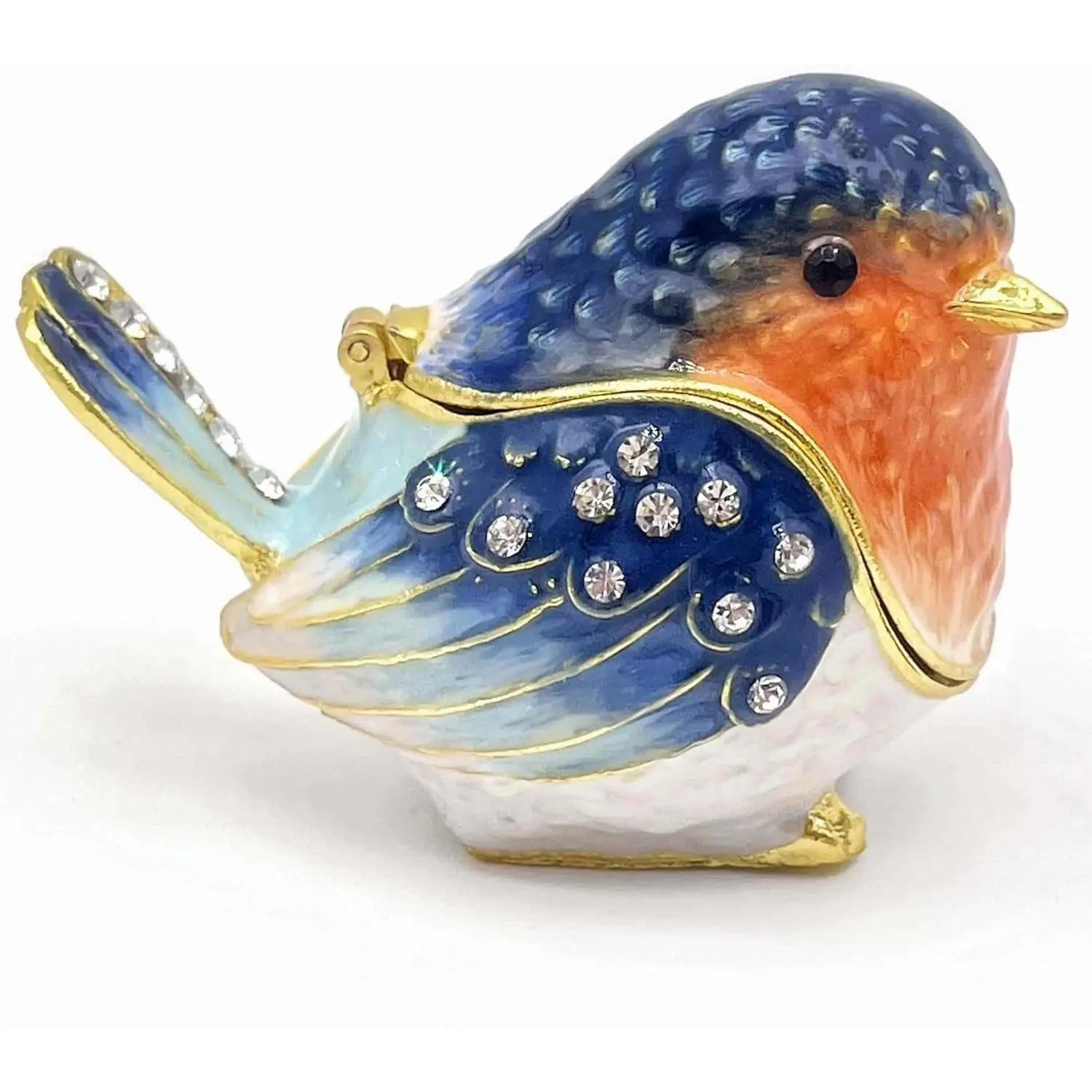 Robin Bird Jewelry Trinket Box Hinged Ring Box Collectible Bird Figurines Home Decor Gift for Women Necklace Ring Earring OrganizerGift