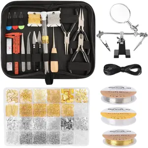 Jewelry Making Kit for Adults, Jewelry Making Supplies with Pliers, Wires, Findings, Necklace Chains, Magnifier & Storage Bag
