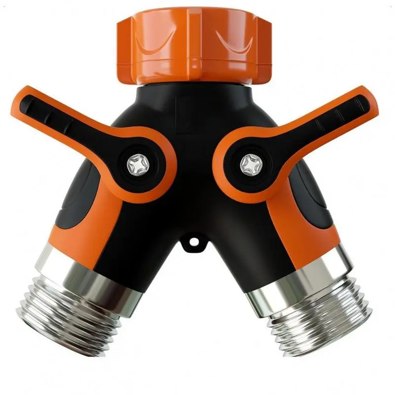 Tool Master 2-Way Heavy Duty Metal Hose Splitter, Anti-Crack Heavy Duty Metal Connector with Double Shutoff, 2-Outlet Solid Y Valve for Outdoor Gardening, Car Washing, Outdoor Water Spigot, Secure Hose Connections