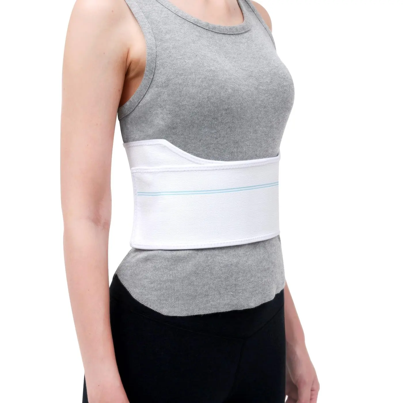 Broken Rib Brace for Women - Compression Chest Binder for Cracked Ribs Support & Chest Pain Relief - Rib Belt for Bruised Rib Cage (White, Fits 30”-45”)